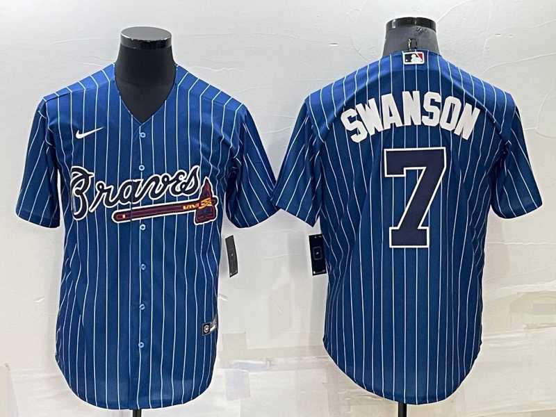 Atlanta Braves #7 Dansby Swanson Navy Blue Pinstripe Stitched MLB Cool Base Nike Jersey,We sell and wholesale Atlanta Braves #7 Dansby Swanson Navy Blue Pinstripe Stitched MLB Cool Base Nike Jersey on line form chian!